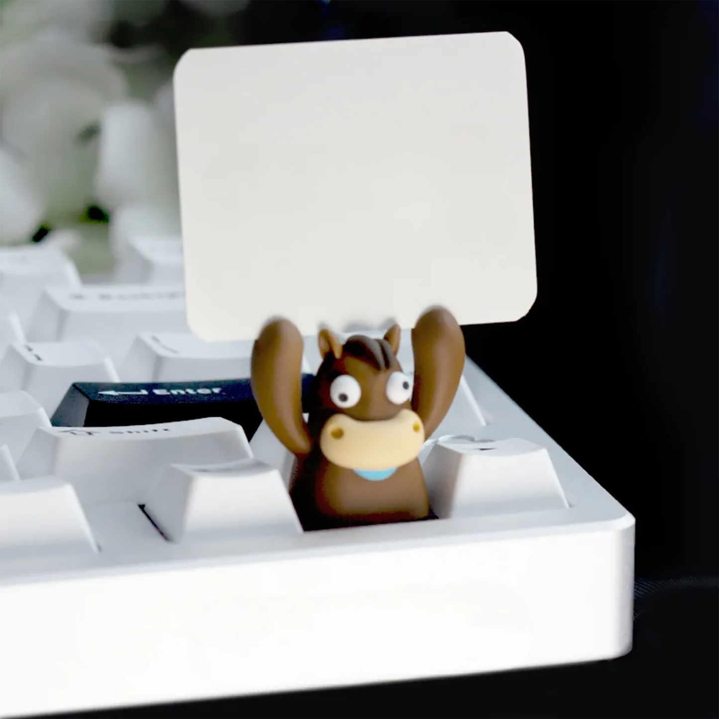 Cow & Horse Holding Sign Notes Keycaps