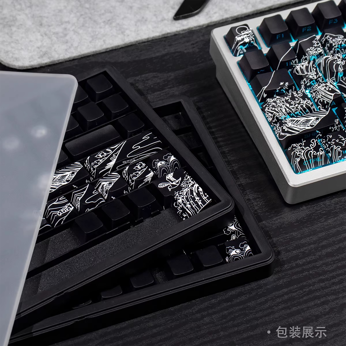 Kanagawa Wave Keycaps (Black)