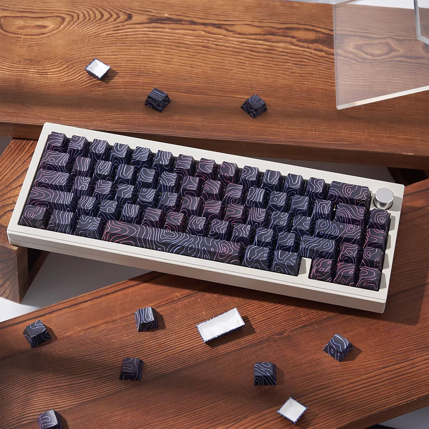 Topography Lines Keycap Set (Noir Swirls)