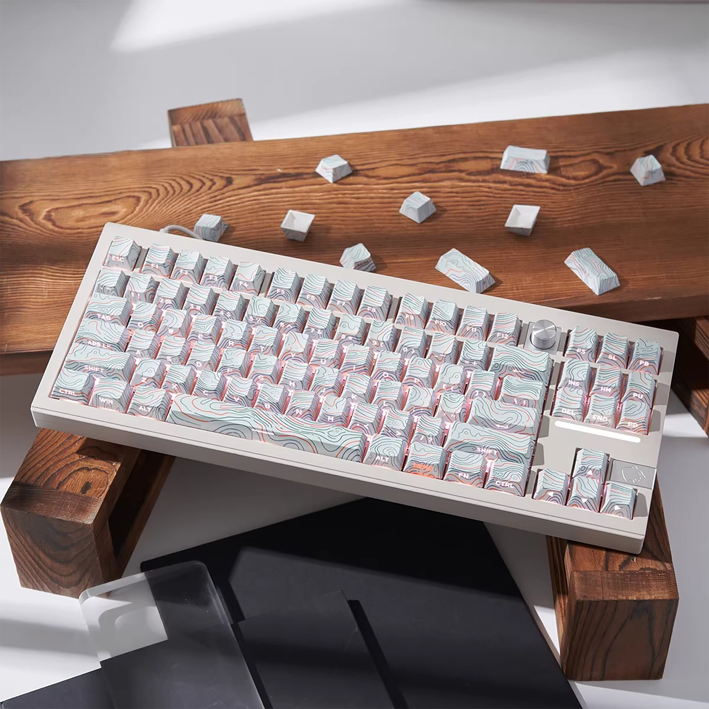Topography Lines Keycap Set (Snow Swirls)