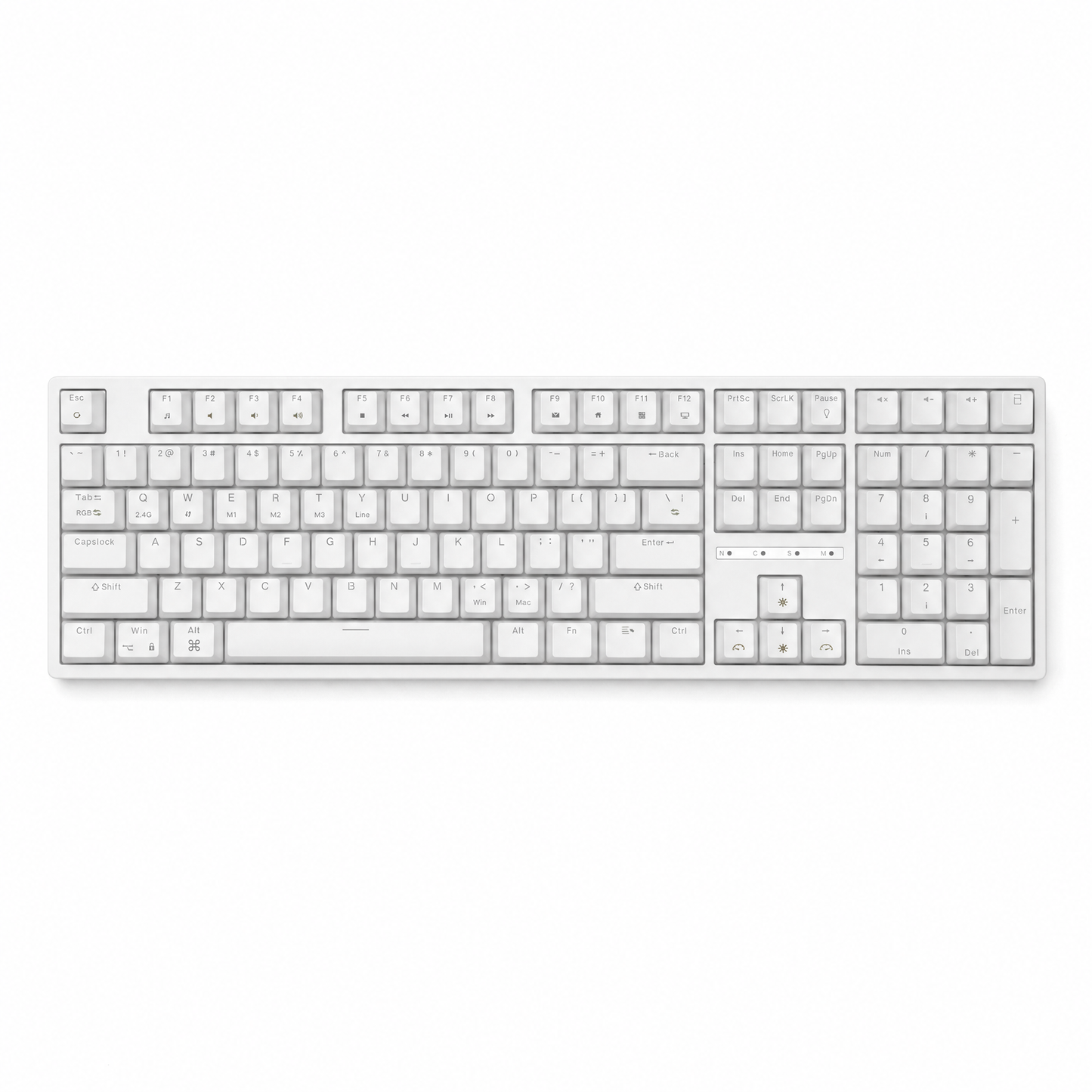 Keybongo KB108 Wireless 100% Full Size Mechanical Keyboard - White