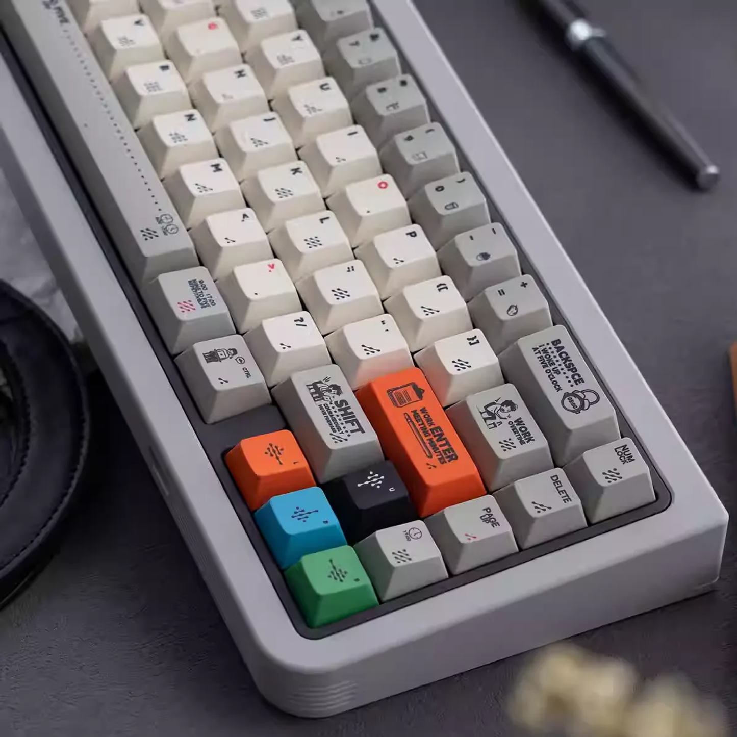 Working 9-to-5 Office Deskjob Hustle Keycap Set