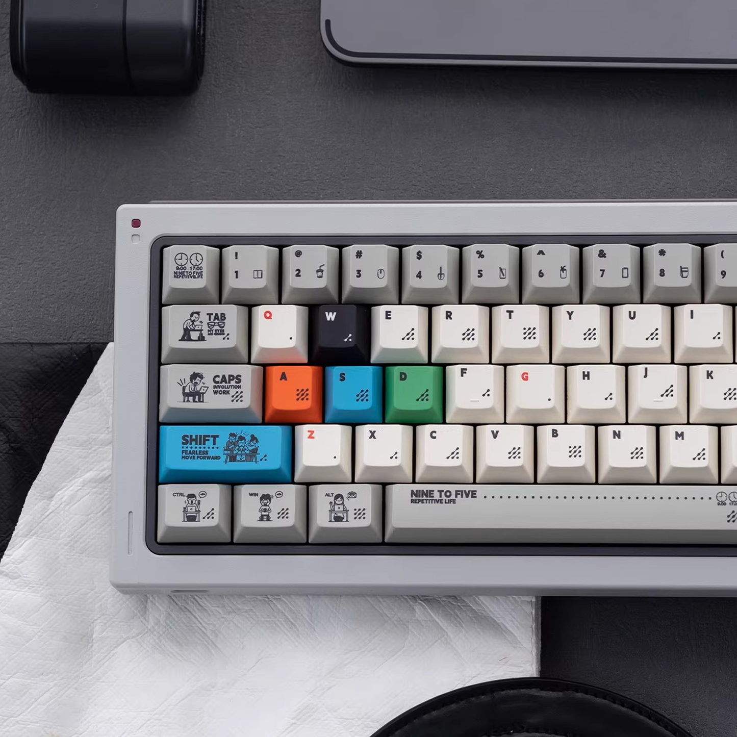 Working 9-to-5 Office Deskjob Hustle Keycap Set