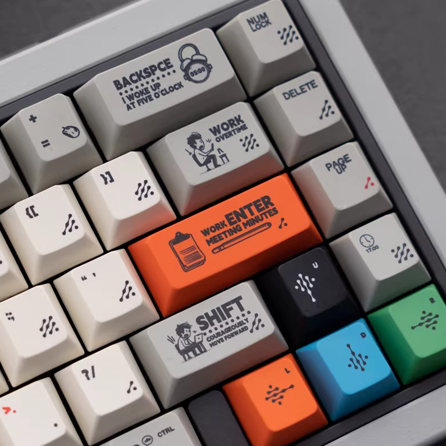 Working 9-to-5 Office Deskjob Hustle Keycap Set