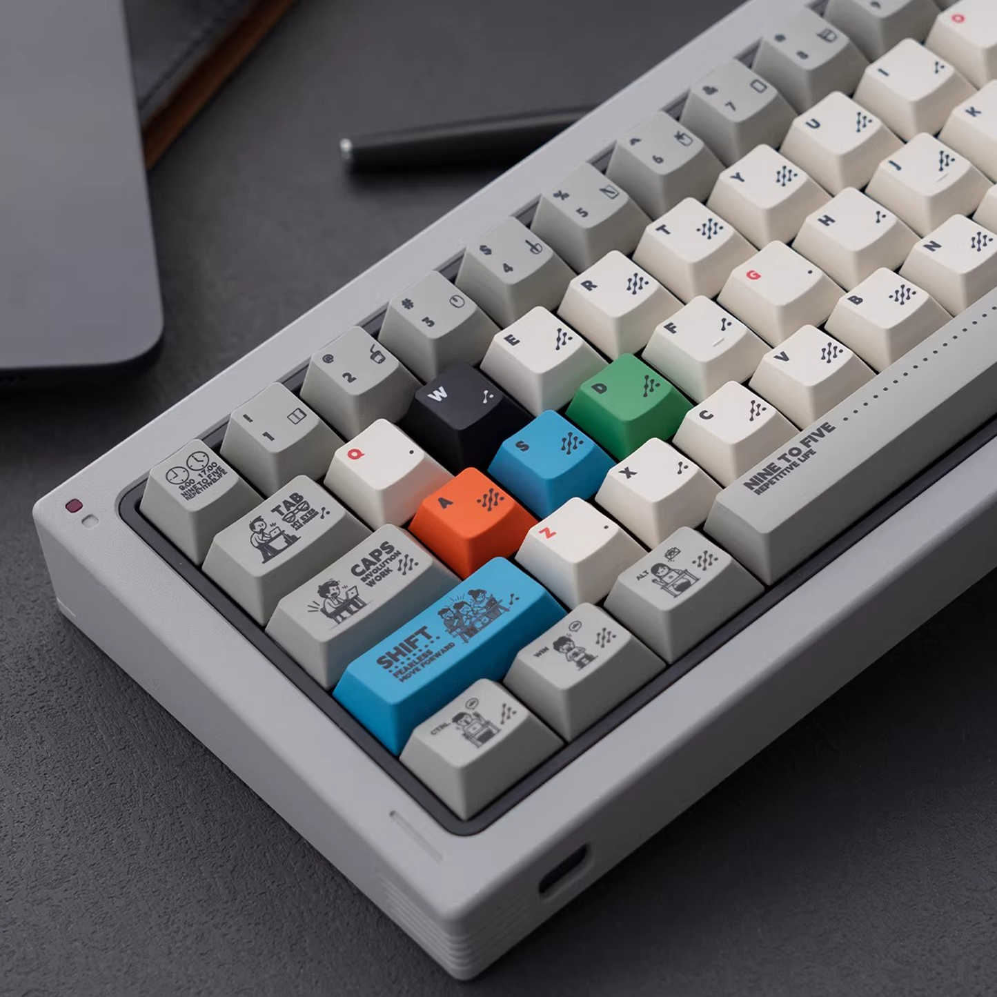 Working 9-to-5 Office Deskjob Hustle Keycap Set