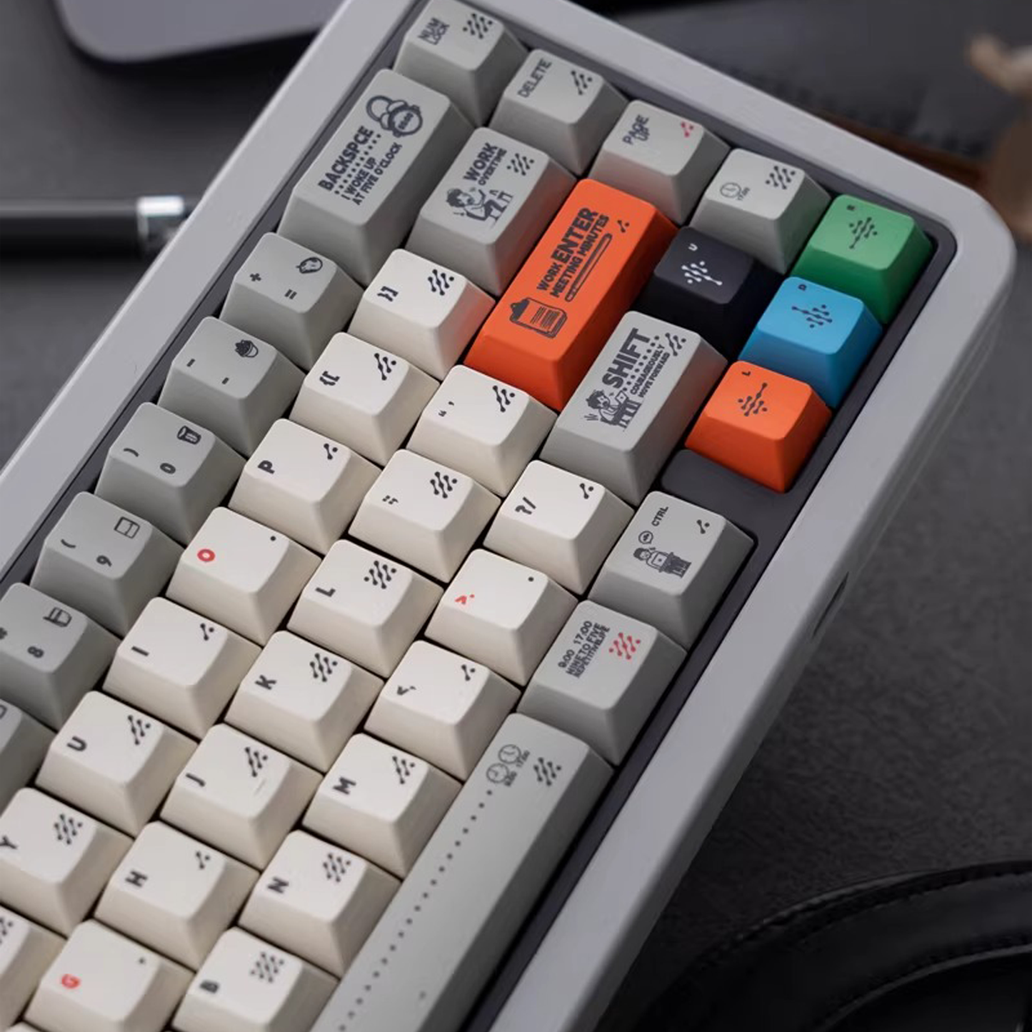 Working 9-to-5 Office Deskjob Hustle Keycap Set