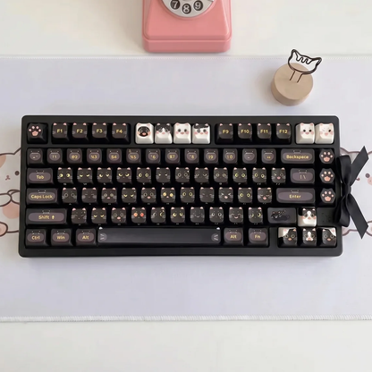 Black Cat Emoji Keycap Set