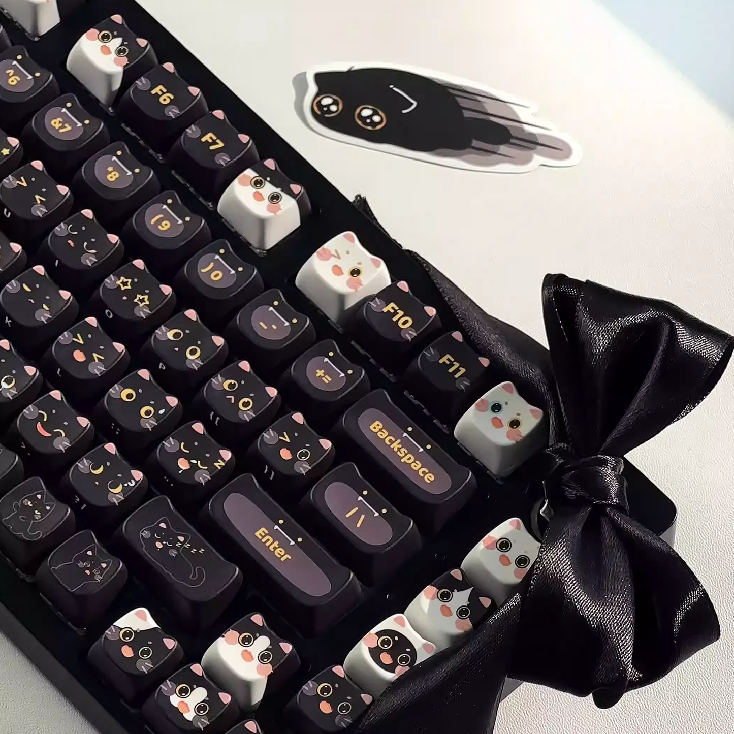 Black Cat Emoji Keycap Set