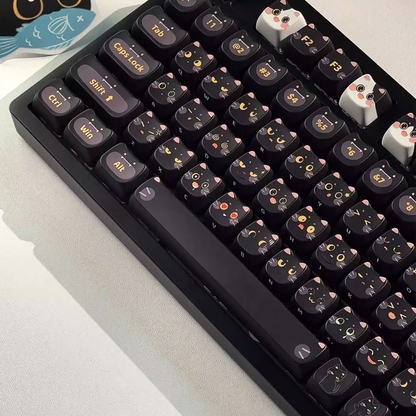 Black Cat Emoji Keycap Set