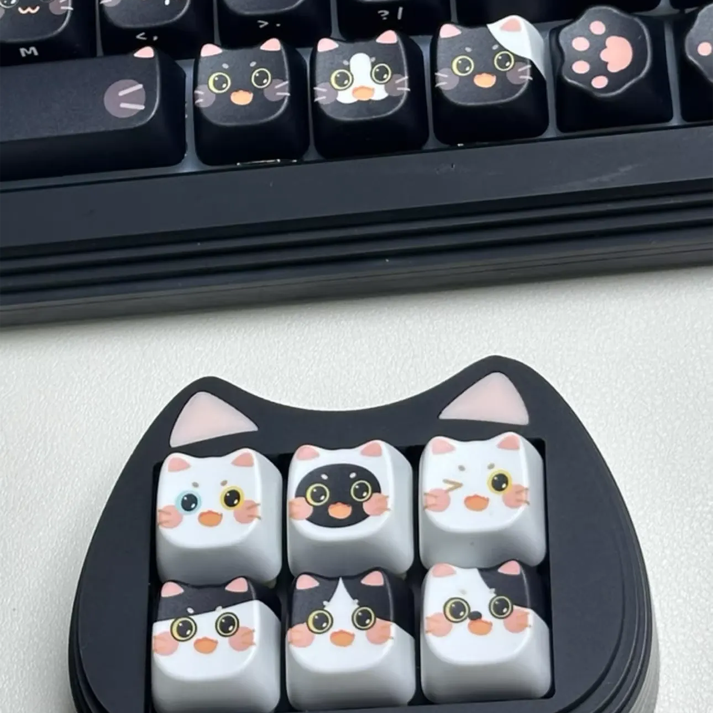 Black Cat Emoji Keycap Set