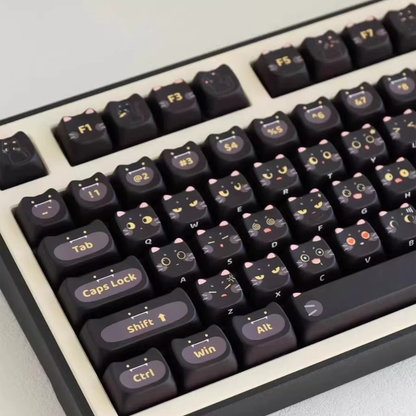 Black Cat Emoji Keycap Set