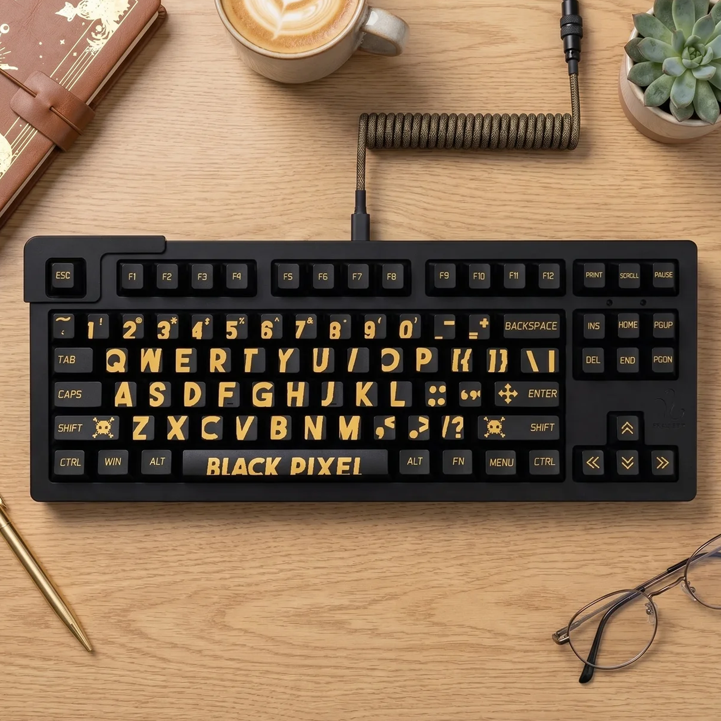 Black Pixel Keycap Set