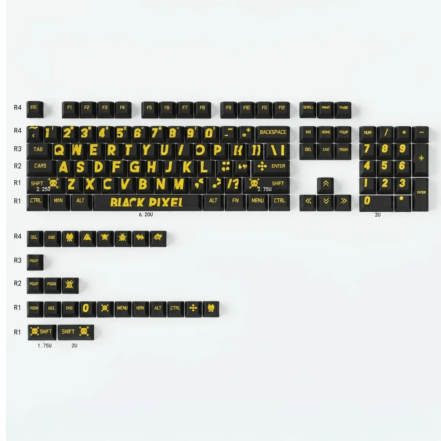 Black Pixel Keycap Set