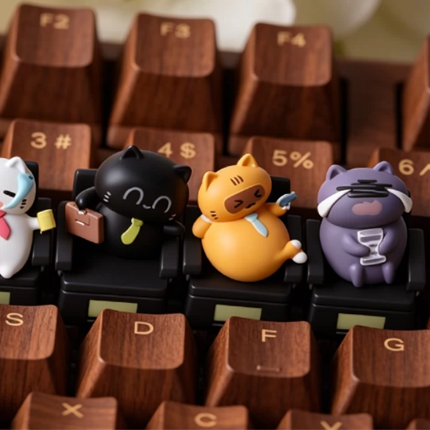 Corporate Cat Office Work Keycaps