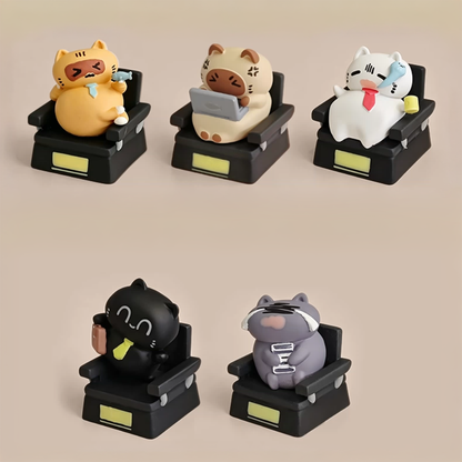 Corporate Cat Office Work Keycaps