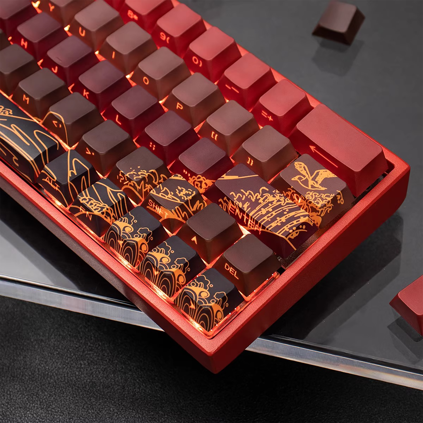 Kanagawa Wave Keycaps (Red)