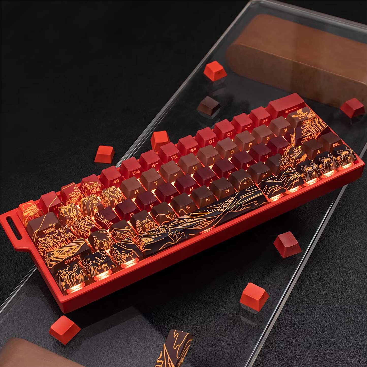 Kanagawa Wave Keycaps (Red)