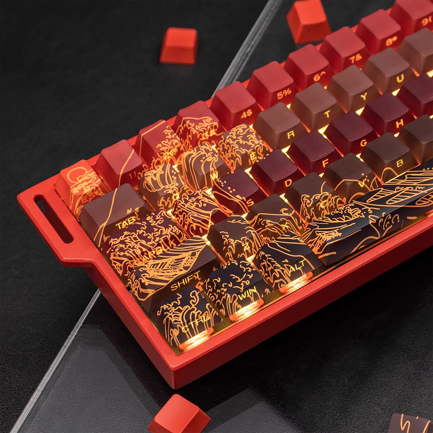 Kanagawa Wave Keycaps (Red)