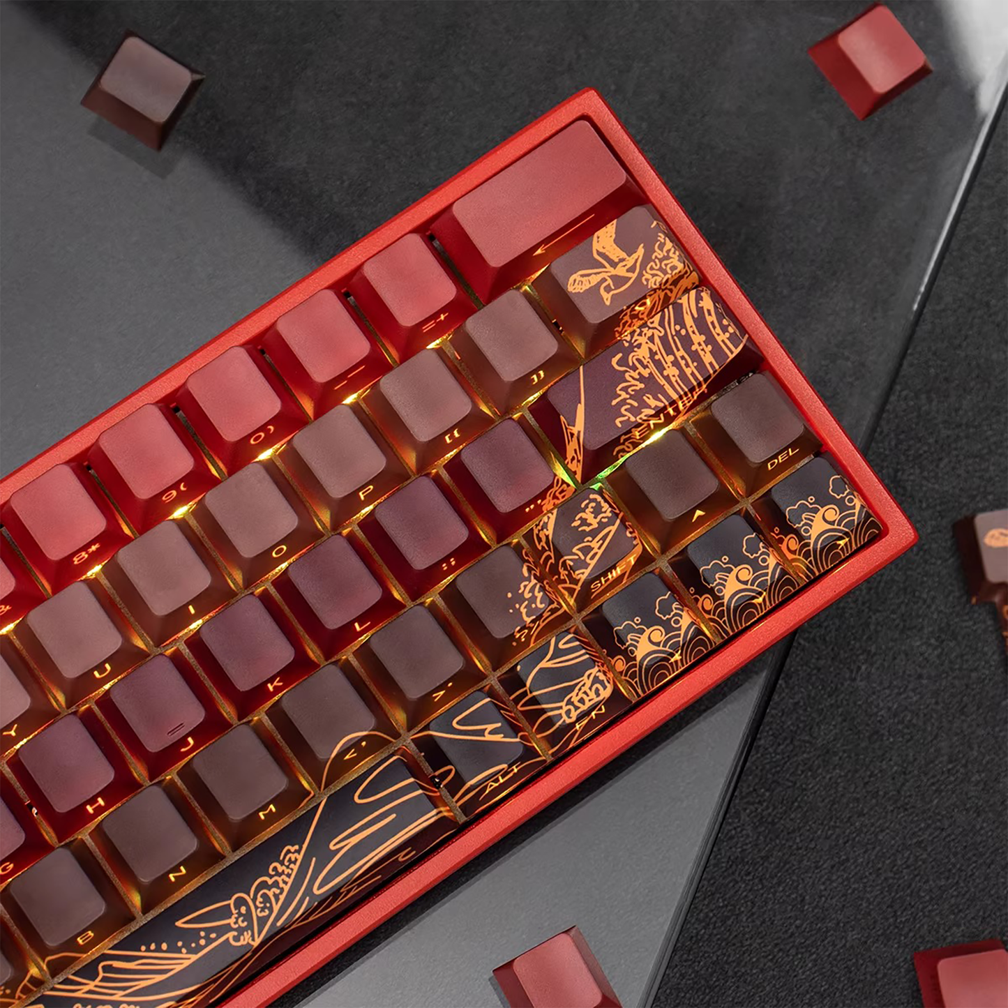 Kanagawa Wave Keycaps (Red)