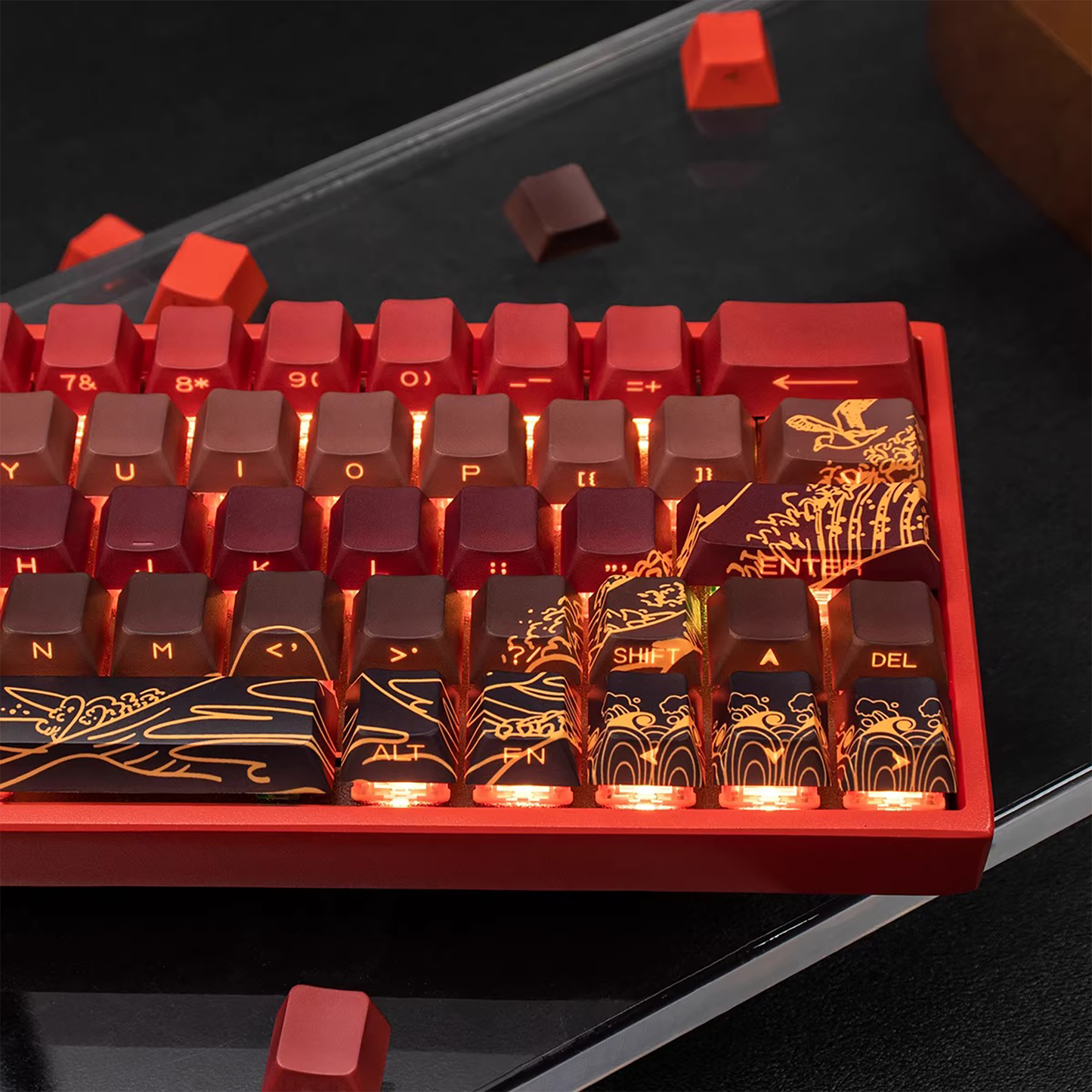 Kanagawa Wave Keycaps (Red)