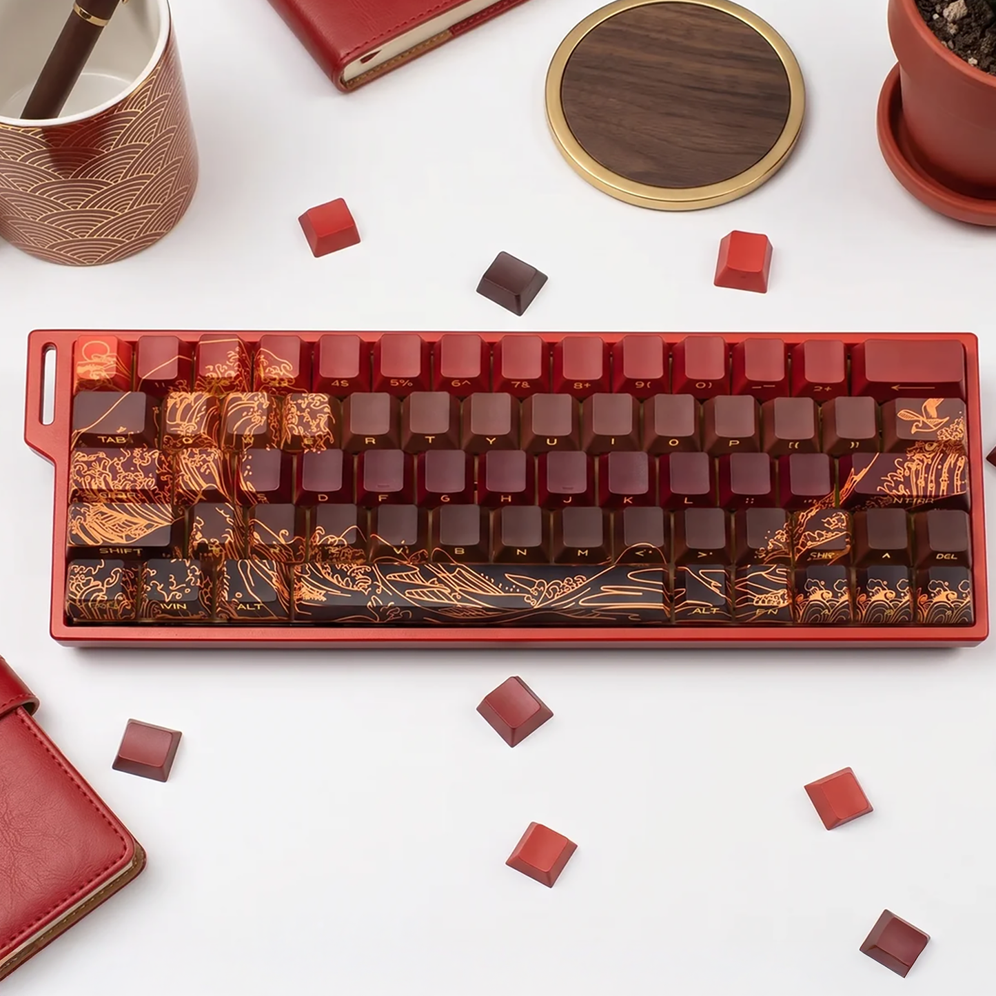 Kanagawa Wave Keycaps (Red)