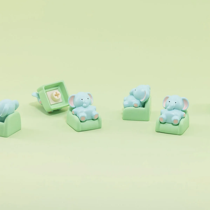 Lazy Elephant Lounging on Sofa Keycap