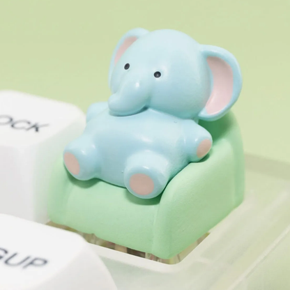 Lazy Elephant Lounging on Sofa Keycap