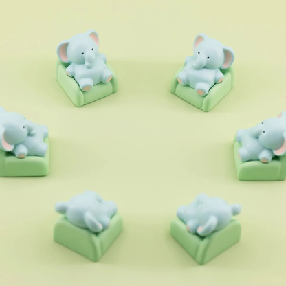 Lazy Elephant Lounging on Sofa Keycap
