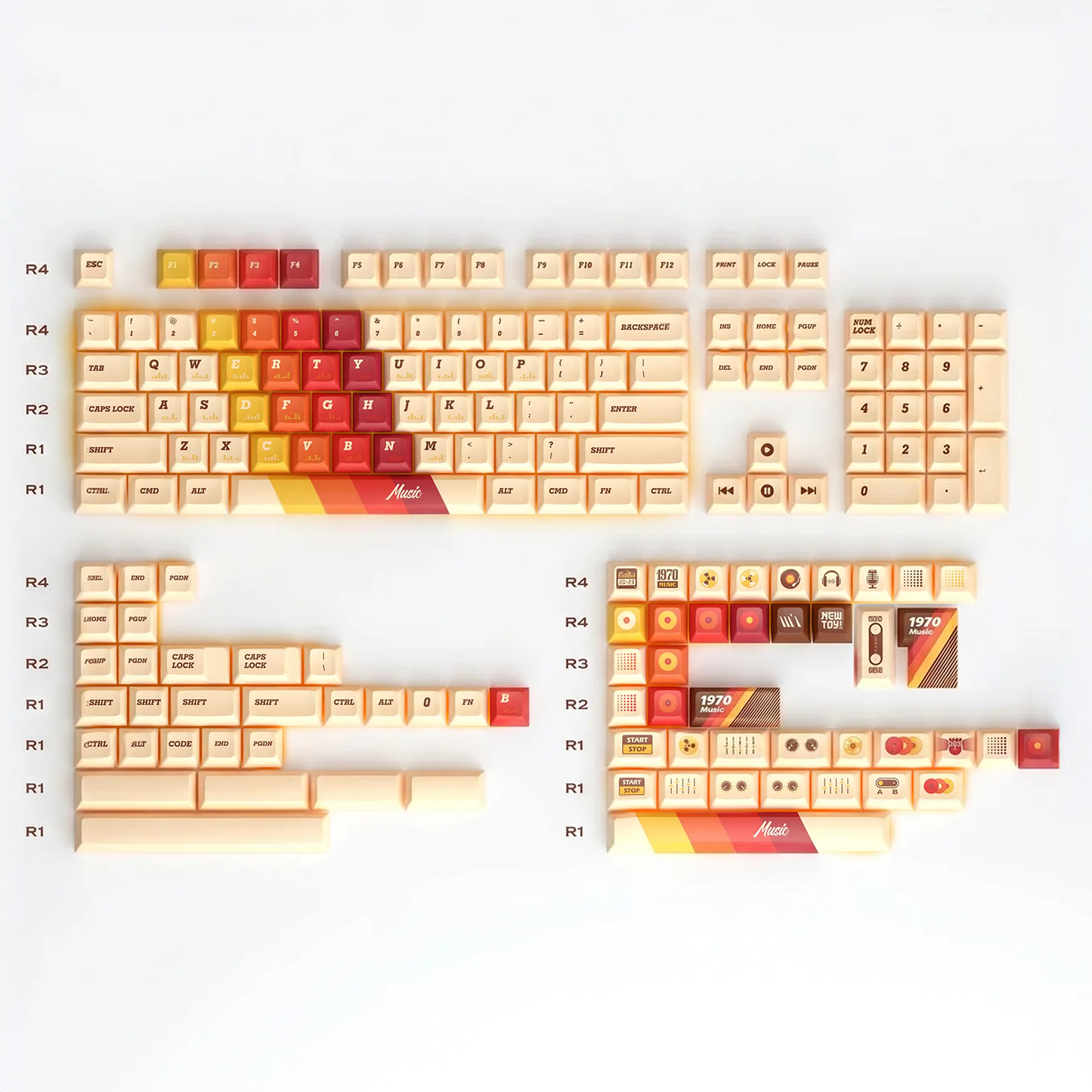 Retro Music Records Keycap Set