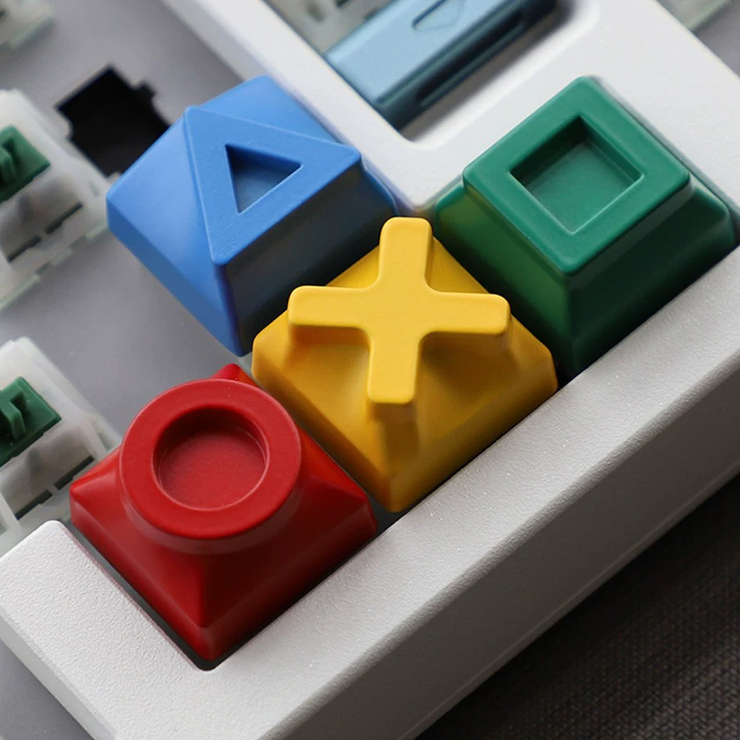 Square Circle Triangle Cross Game Controller Set of 4 Keycaps