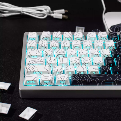 Topography Lines Keycap Set (Black & White)