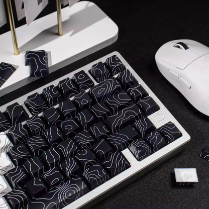 Topography Lines Keycap Set (Black & White)
