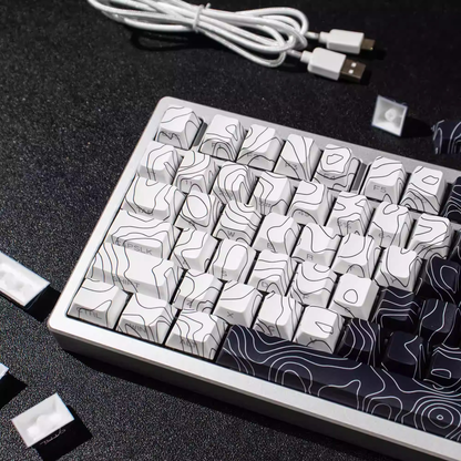 Topography Lines Keycap Set (Black & White)