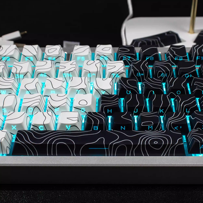 Topography Lines Keycap Set (Black & White)