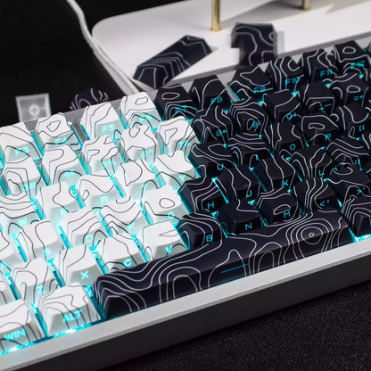 Topography Lines Keycap Set (Black & White)