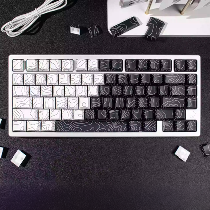 Topography Lines Keycap Set (Black & White)