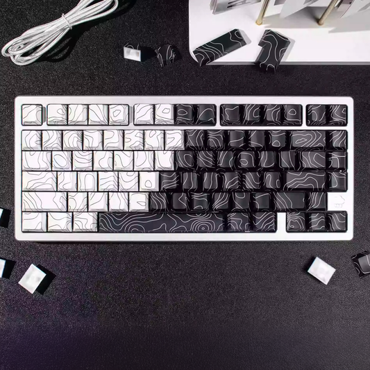 Topography Lines Keycap Set (Black & White)