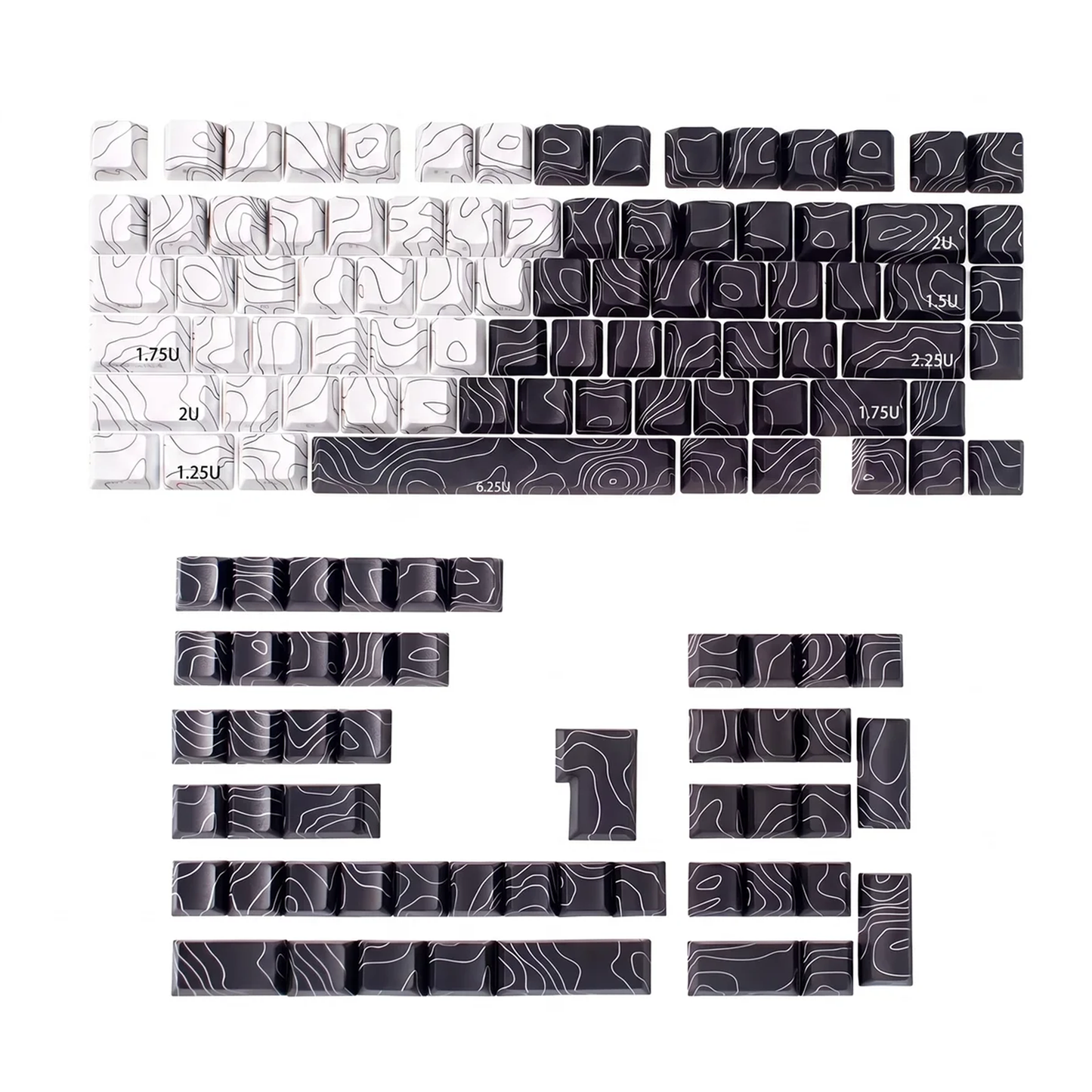 Topography Lines Keycap Set (Black & White)