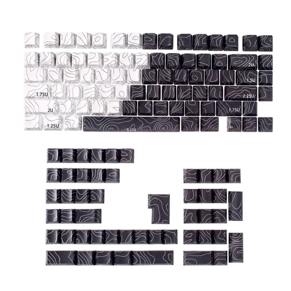 Topography Lines Keycap Set (Black & White)