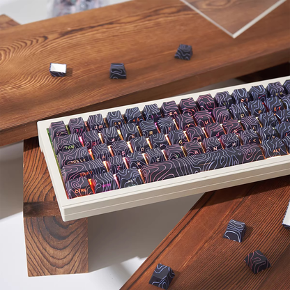 Topography Lines Keycap Set (Noir Swirls)