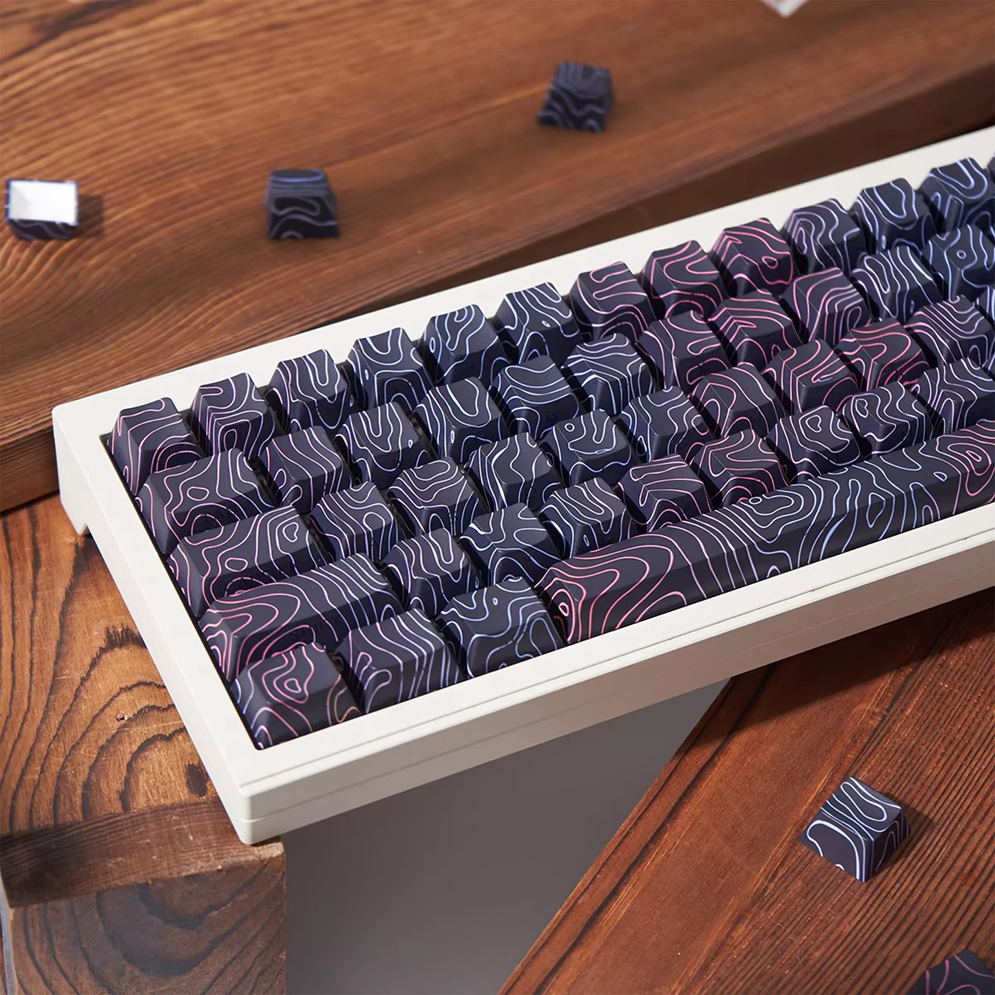 Topography Lines Keycap Set (Noir Swirls)