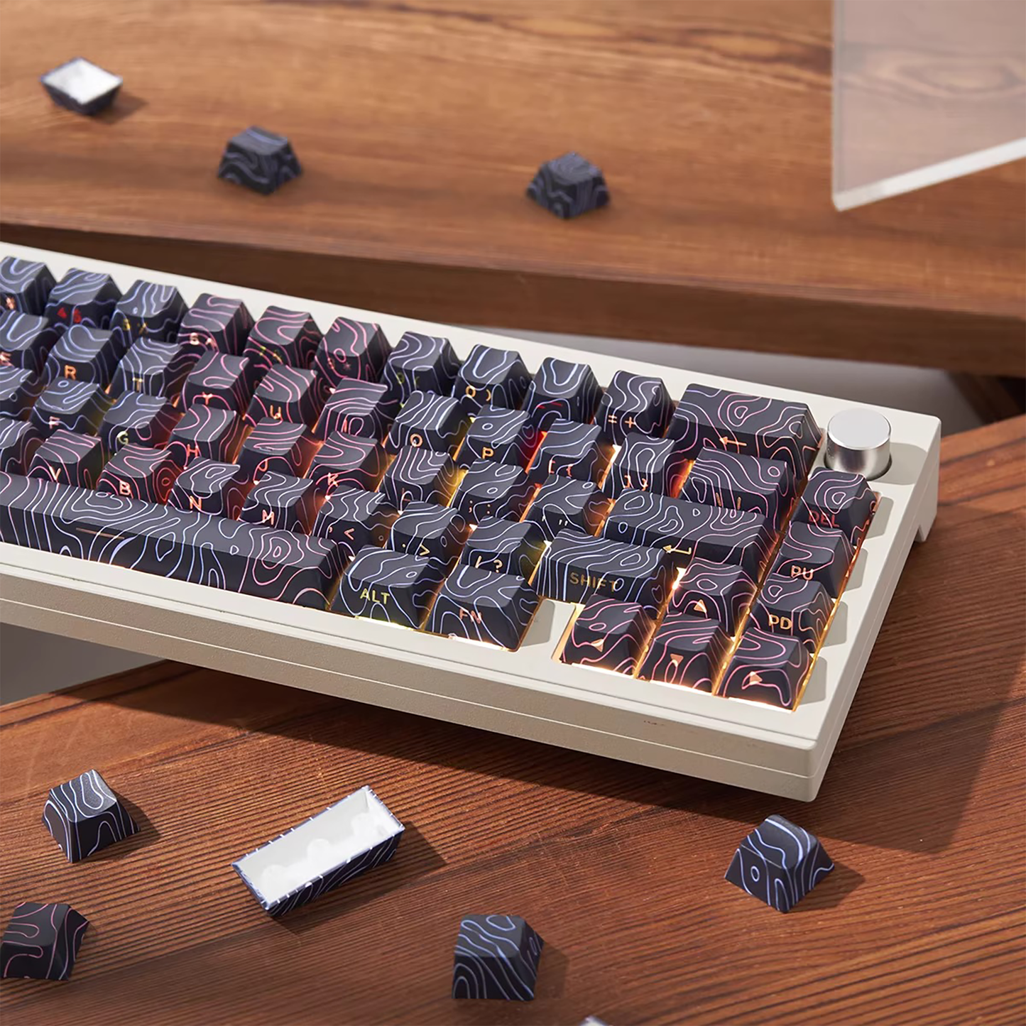 Topography Lines Keycap Set (Noir Swirls)