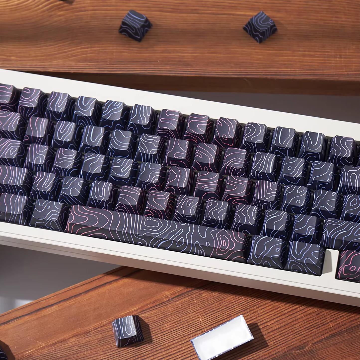 Topography Lines Keycap Set (Noir Swirls)