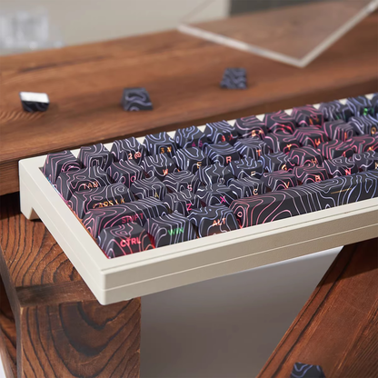 Topography Lines Keycap Set (Noir Swirls)