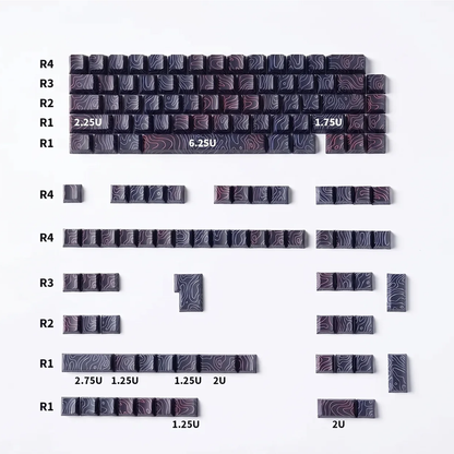 Topography Lines Keycap Set (Noir Swirls)