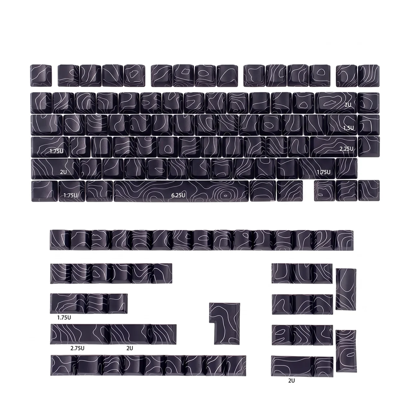 Topography Lines Keycap Set (Noir)