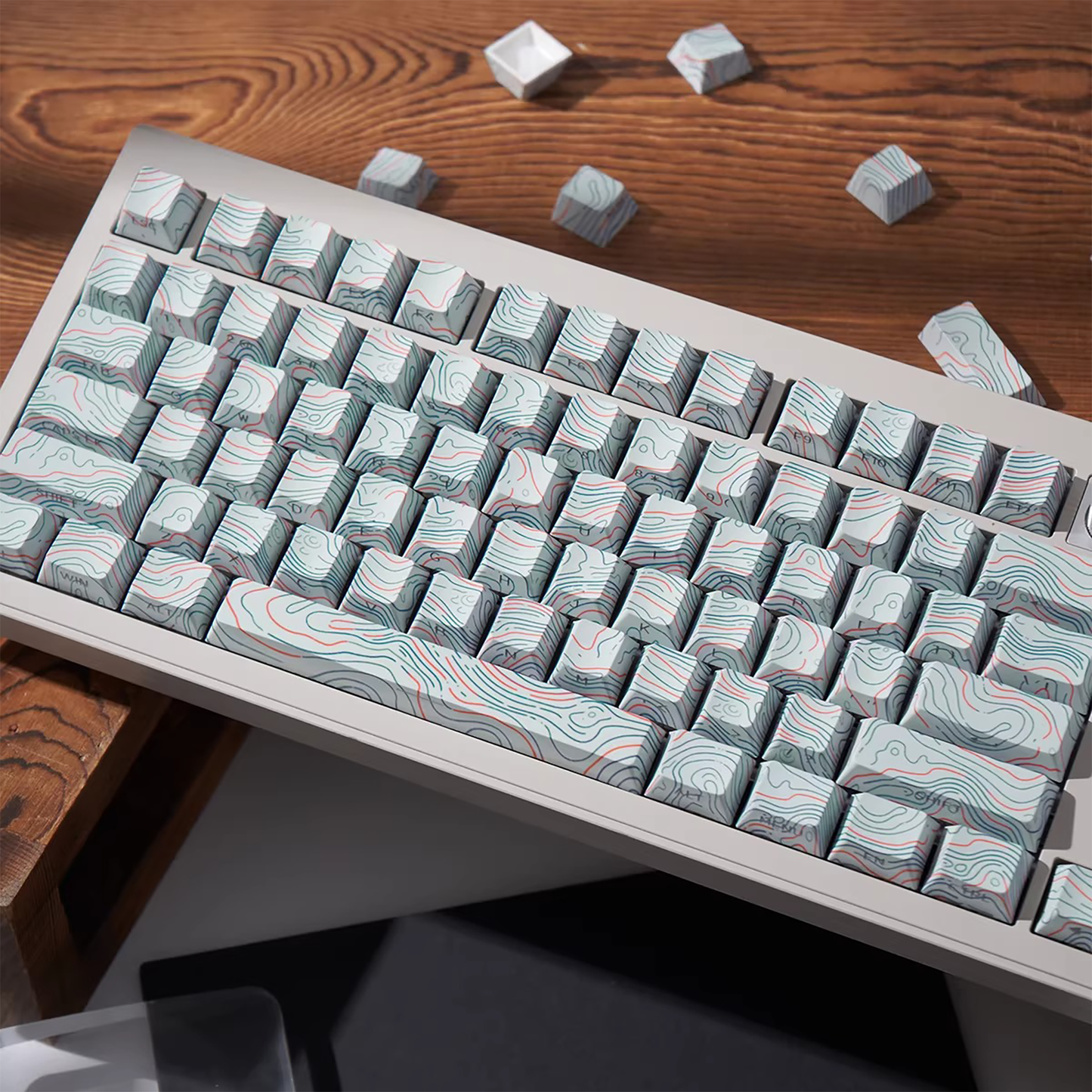 Topography Lines Keycap Set (Snow Swirls)