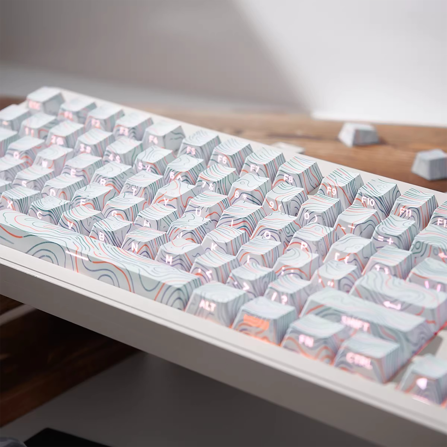 Topography Lines Keycap Set (Snow Swirls)