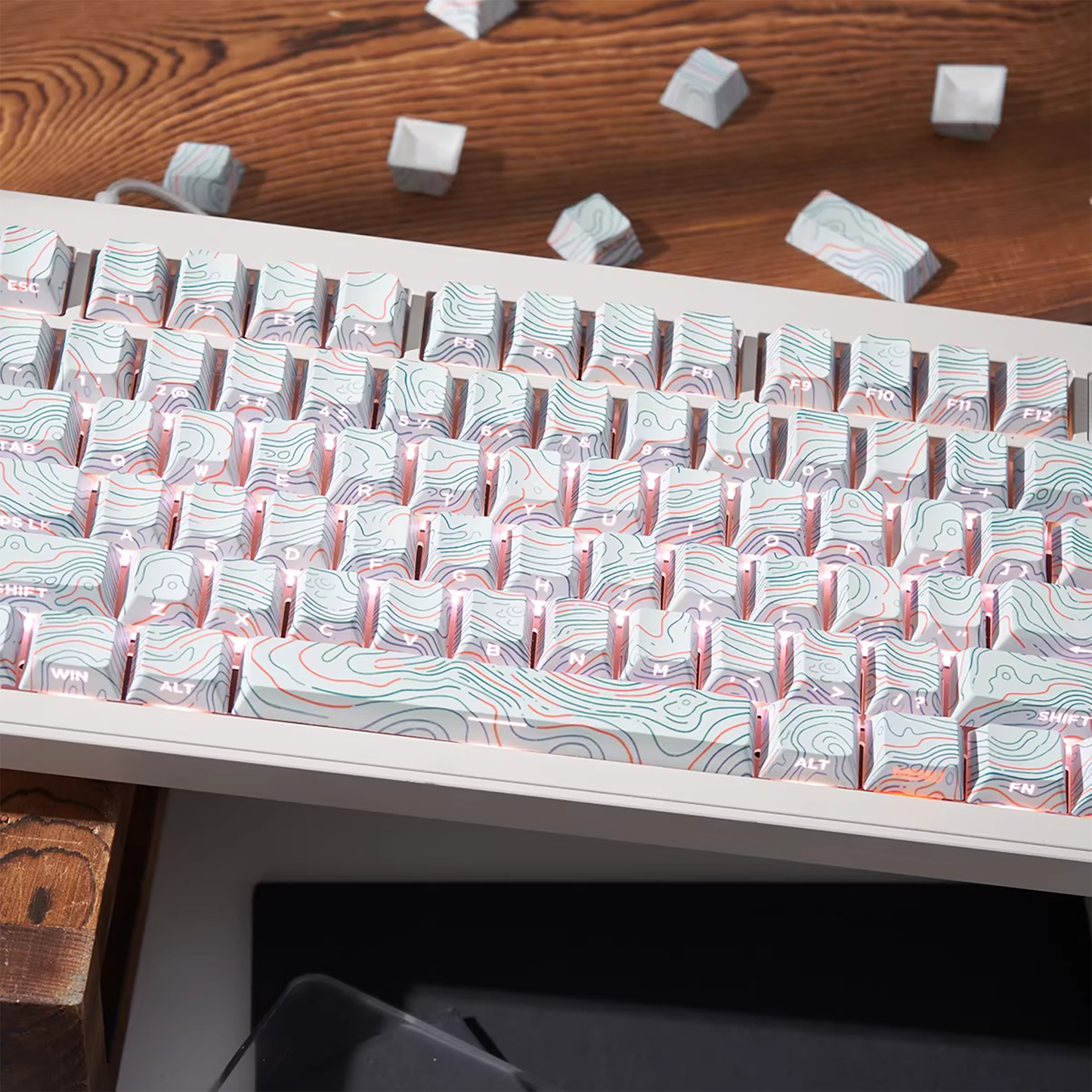 Topography Lines Keycap Set (Snow Swirls)