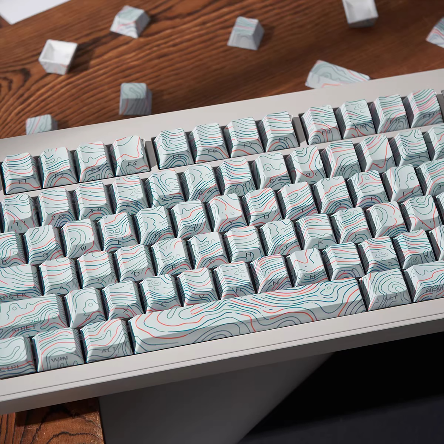 Topography Lines Keycap Set (Snow Swirls)
